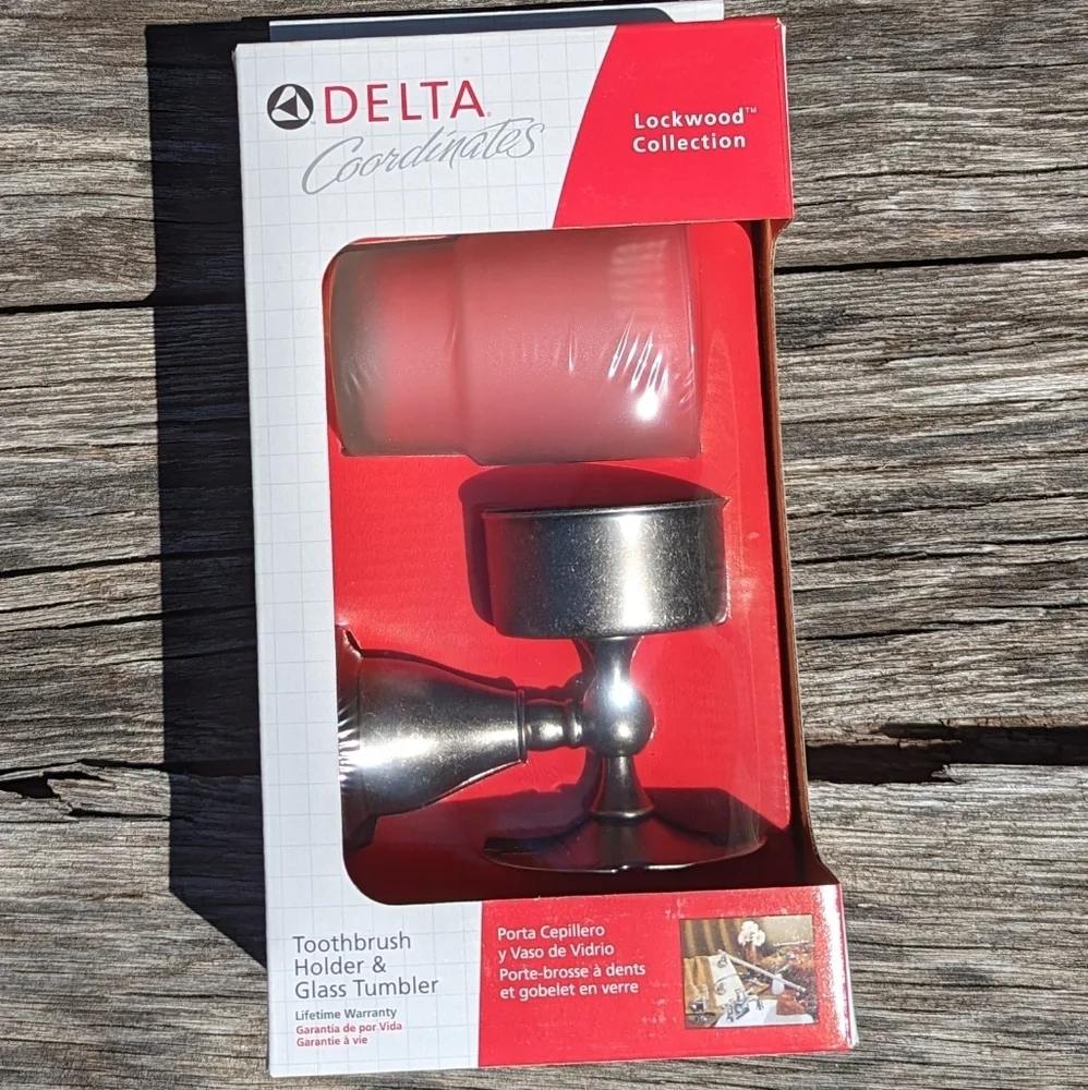 Delta Toothbrush Holder & Tumbler Aged Pewter